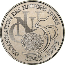 France, 5 Francs, ONU, 1995, MDP, BU, Nickel Clad Copper-Nickel, MS(64)