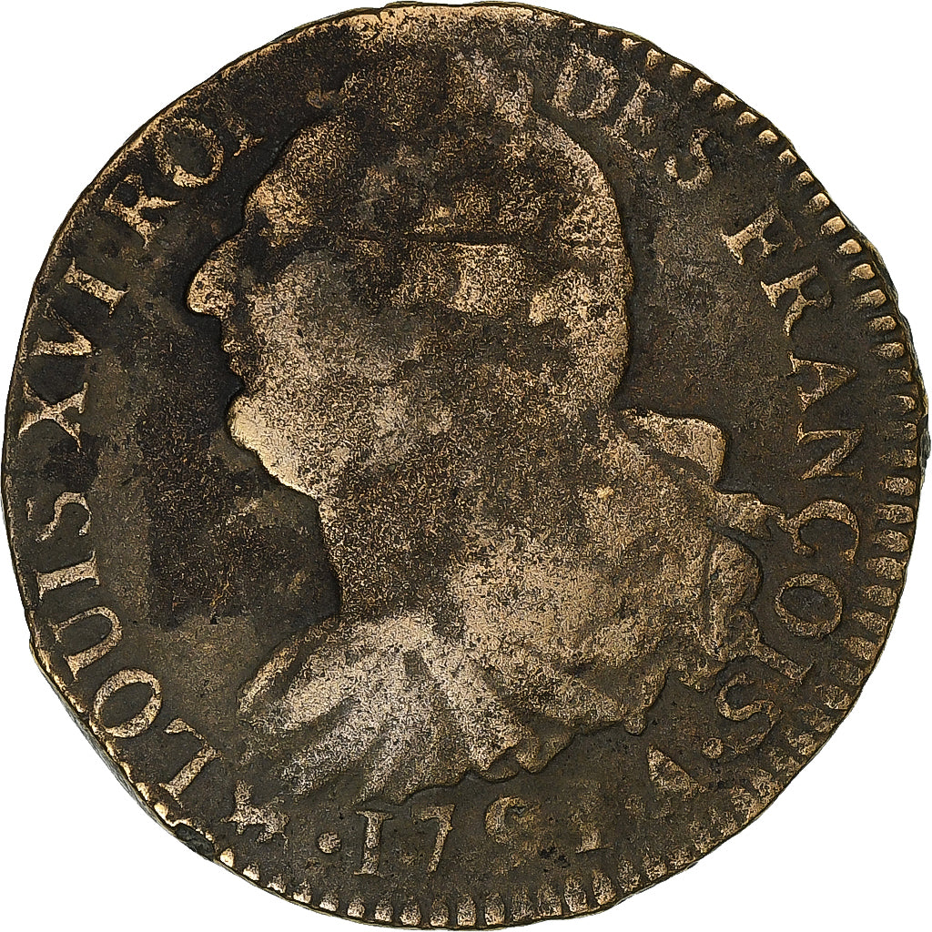 Frankreich, Louis XVI, 2 Sols, 1791 / AN 3, Paris, Métal de cloche, S