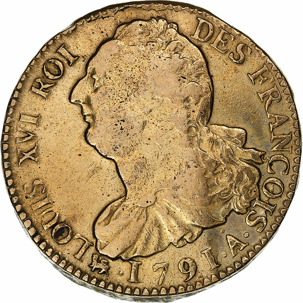 France, Louis XVI, 2 Sols, 1791 / AN 3, Paris, Bronze, EF(40-45), Gadoury:25