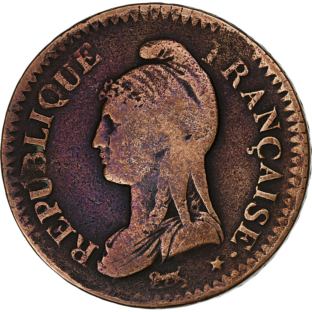 Frankreich, 1 Décime, Dupré, AN 9, Geneva, Bronze, S, Gadoury:187a