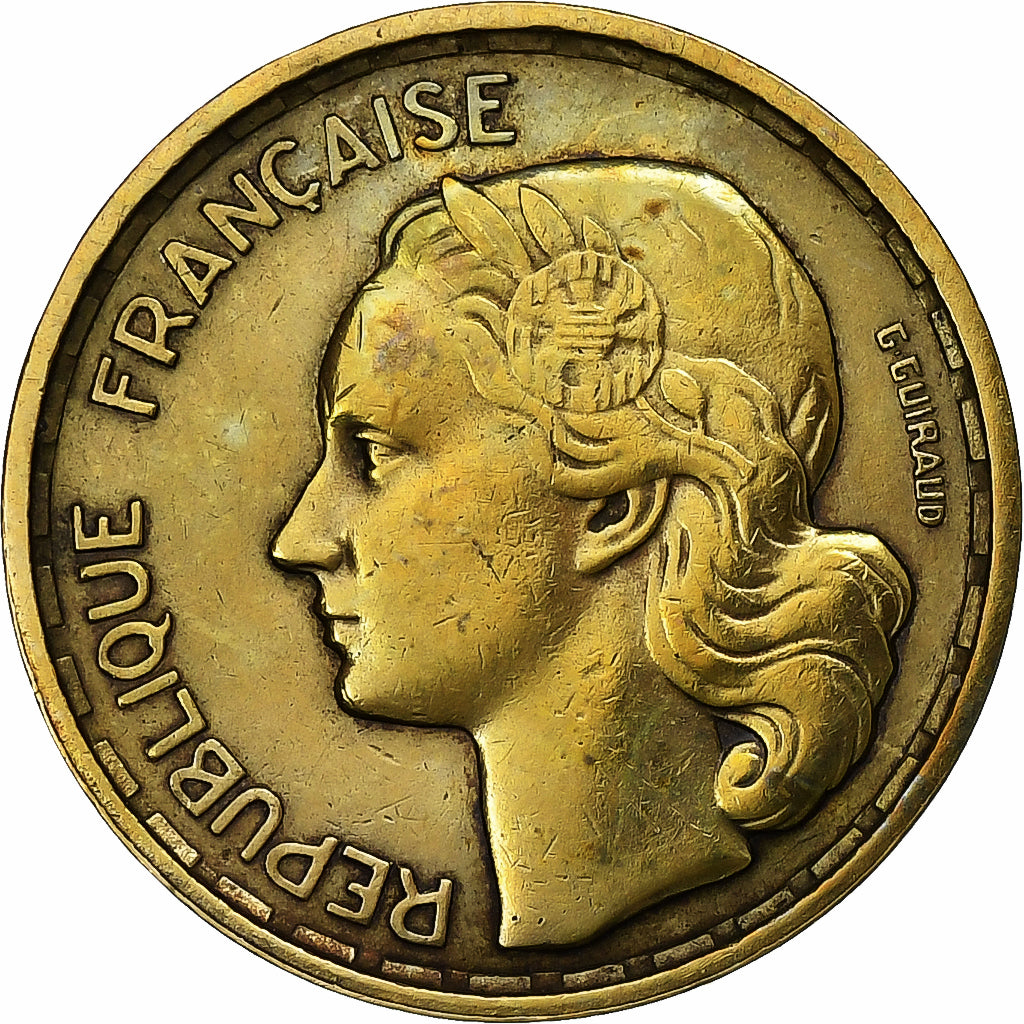 Francja, 10 Francs, Guiraud, 1954, Paris, Brązal, AU(50-53), Gadoury:812