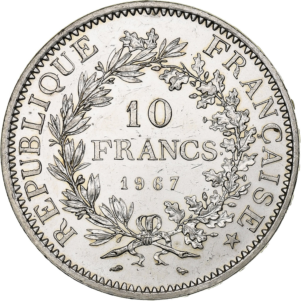 France, 10 Francs, Hercule, 1967, Paris, Avec accent, Silver, MS(60-62)