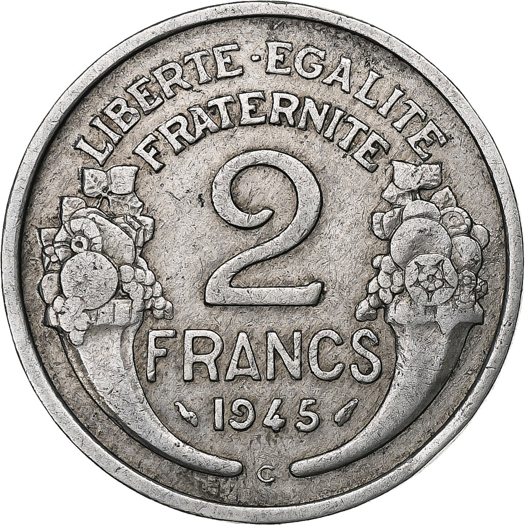 Francja, 2 Francs, Morlon, 1945, Castelsarrasin, Aluminium, EF(40-45)