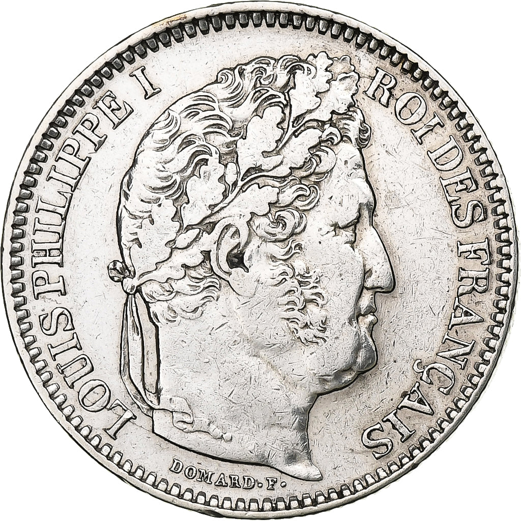 Francia, Louis-Philippe, 2 Francs, 1845, Rouen, Plata, MBC+, Gadoury:520