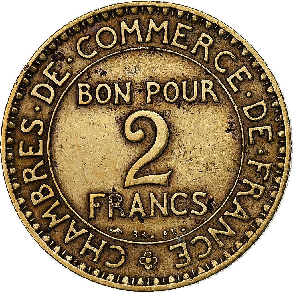France, 2 Francs, Chambre de commerce, 1920, Paris, Cupro-Aluminium, VF(20-25)