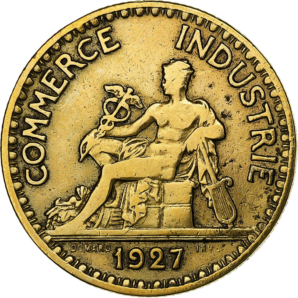 Francia, 2 Francs, Chambre de commerce, 1927, Paris, Cuproaluminio, BC+