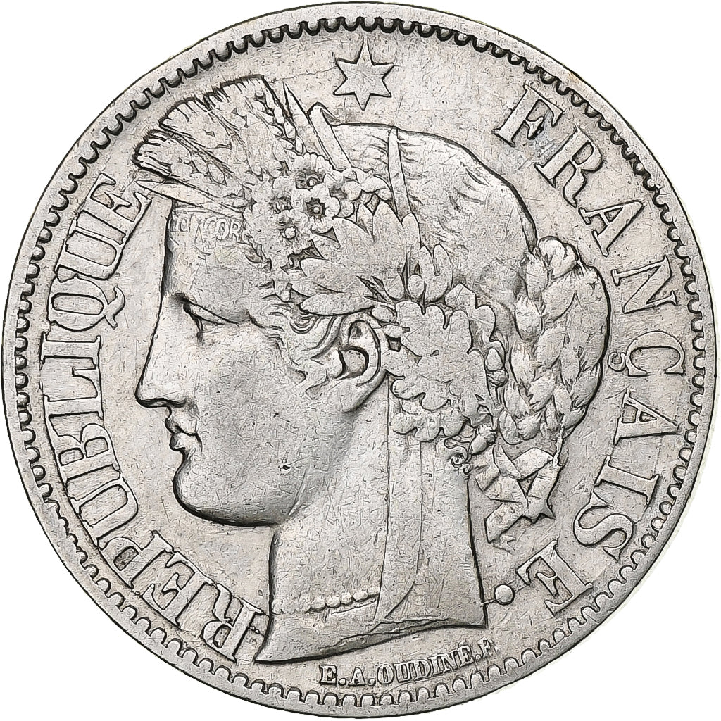 France, 2 Francs, Cérès, 1870, Bordeaux, Silver, VF(30-35), Gadoury:529