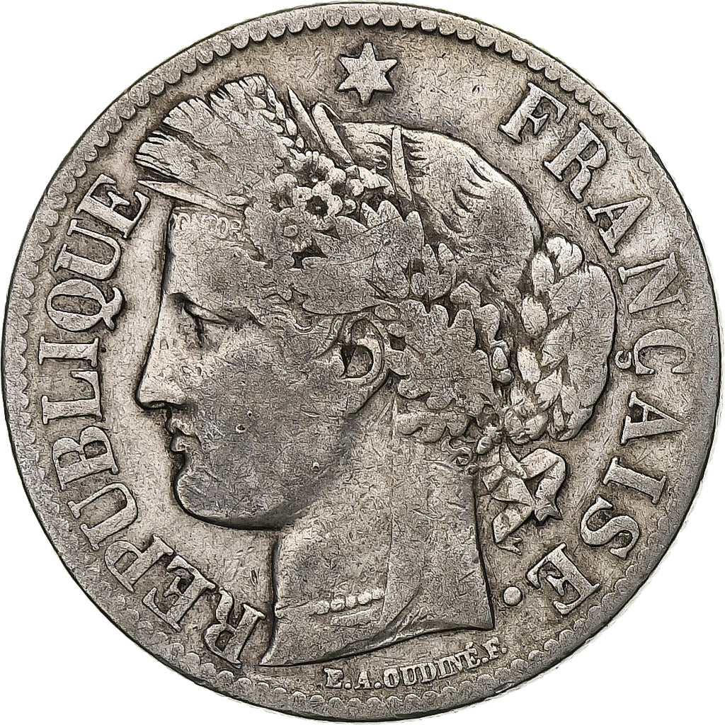 Frankrijk, 2 Francs, Cérès, 1872, Bordeaux, Zilver, FR, Gadoury:530a, KM:817.1