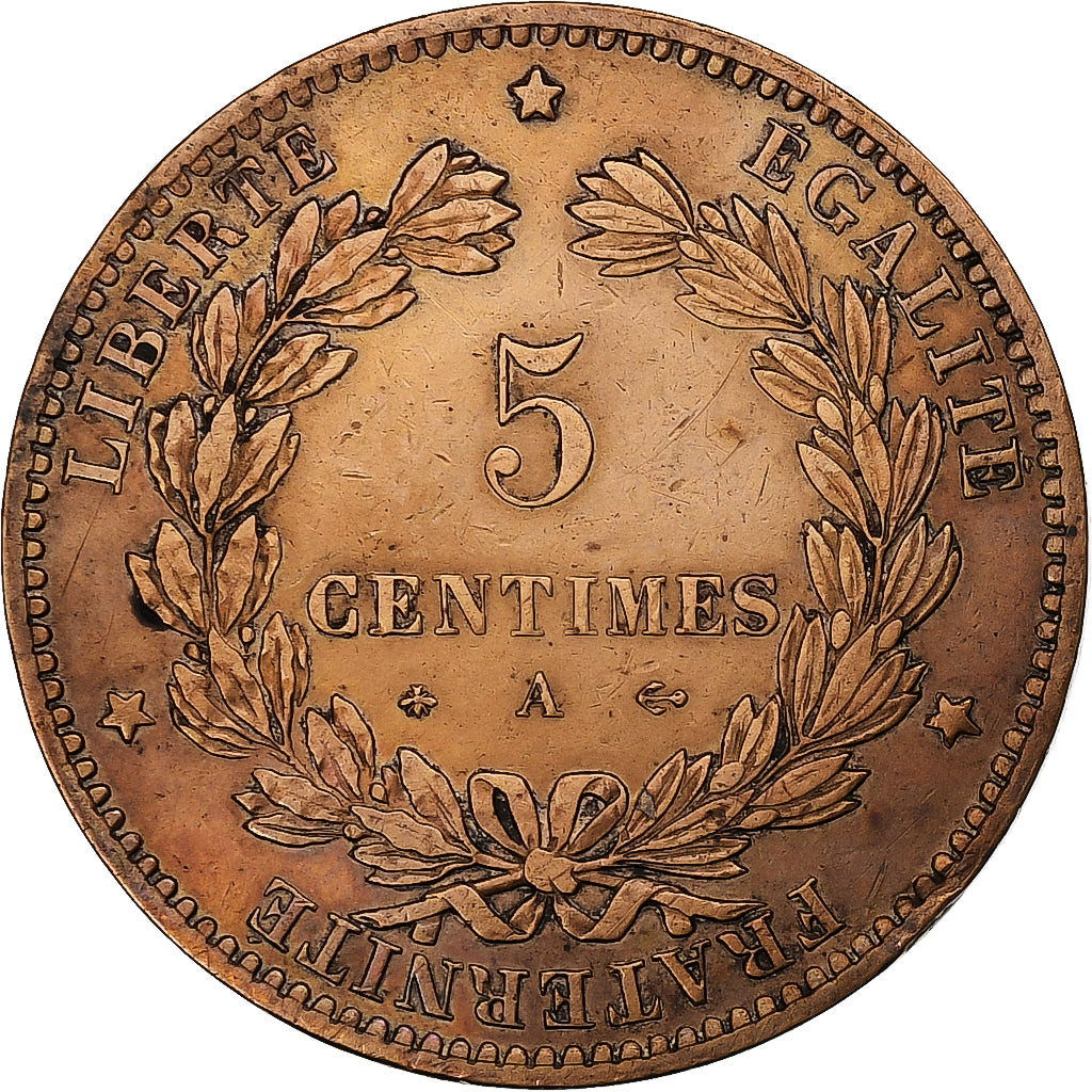 France, 5 Centimes, Cérès, 1872, Paris, Bronze, AU(50-53), Gadoury:157a