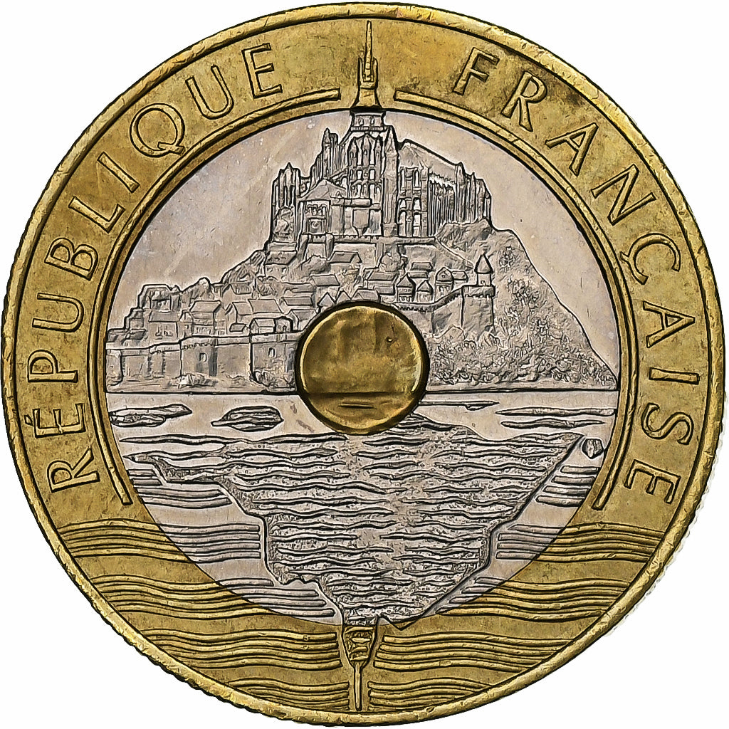 Francja, 20 Francs, Mont Saint-Michel, 1992, MDP, V Ouvert, 4 Rangées
