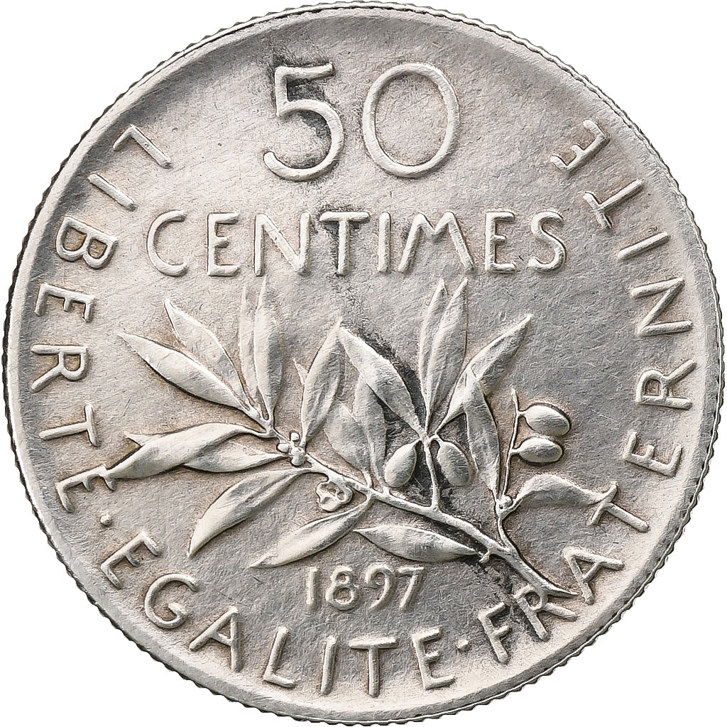 France, 50 Centimes, Semeuse, 1897, Paris, Silver, AU(55-58), Gadoury:420