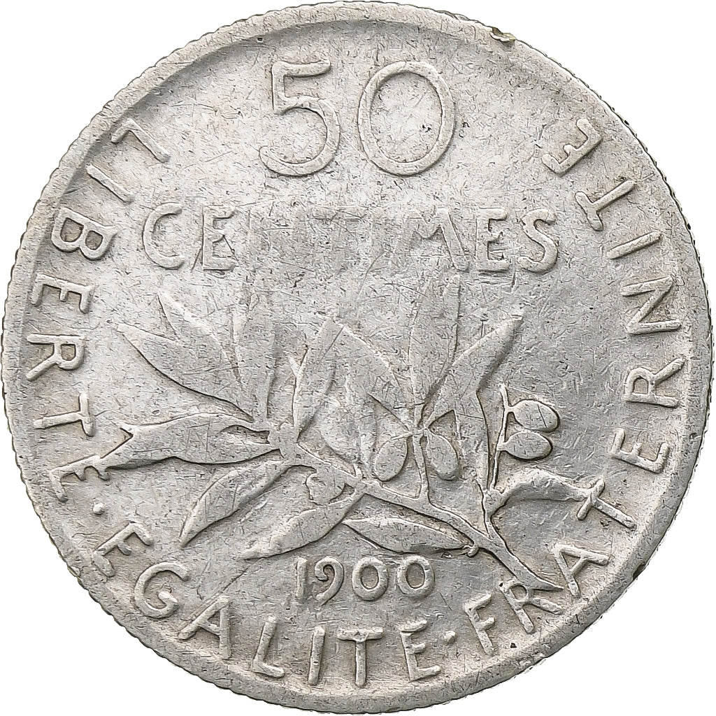 France, 50 Centimes, Semeuse, 1900, Paris, Silver, VF(20-25), Gadoury:420