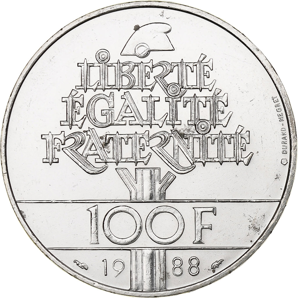 Francia, 100 Francs, Fraternité, 1988, MDP, Argento, SPL-, Gadoury:903, KM:966