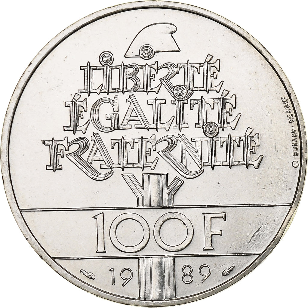 Francia, 100 Francs, Droits de l'Homme, 1989, MDP, Argento, SPL, Gadoury:904