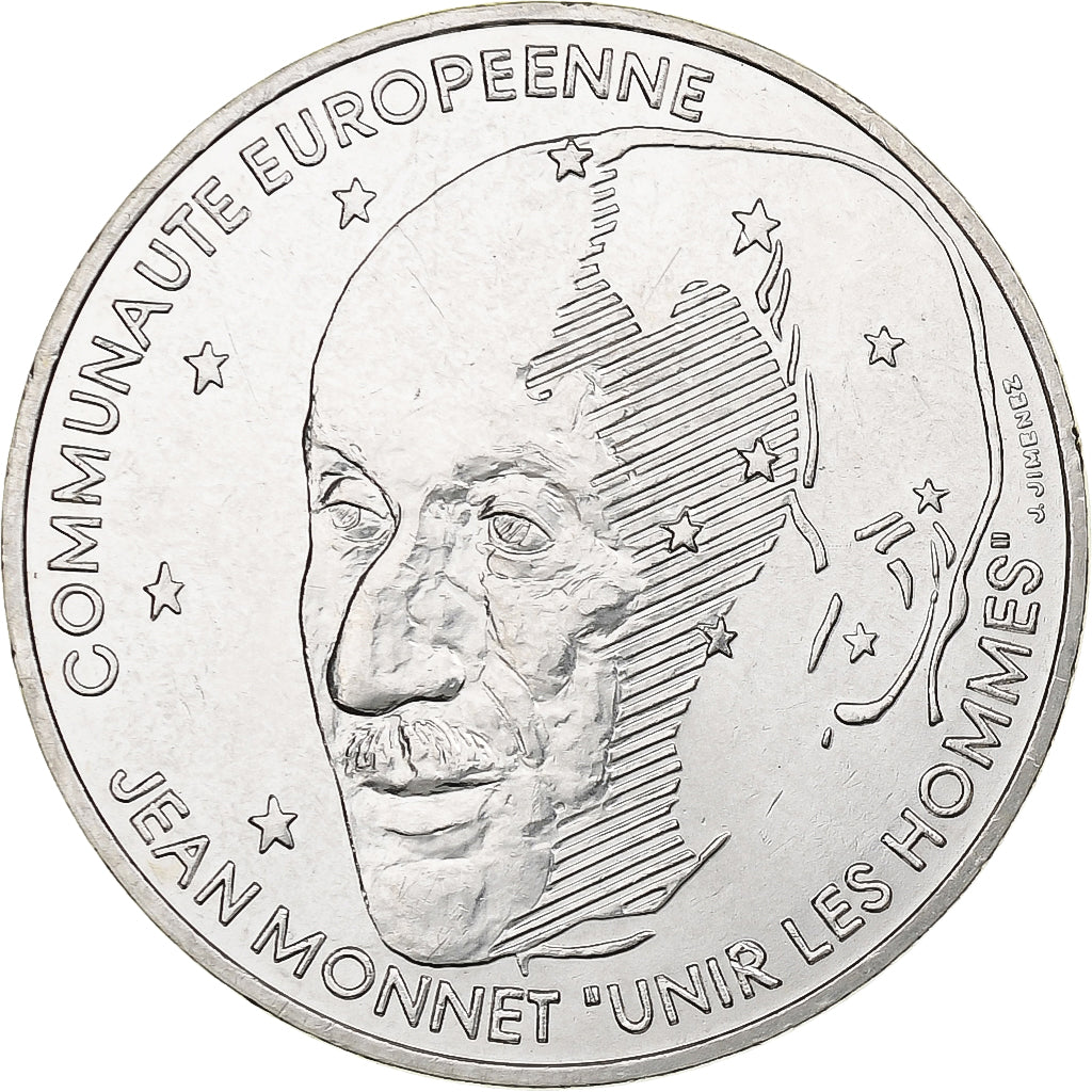 France, 100 Francs, Jean Monnet, 1992, MDP, Silver, MS(60-62), Gadoury:907