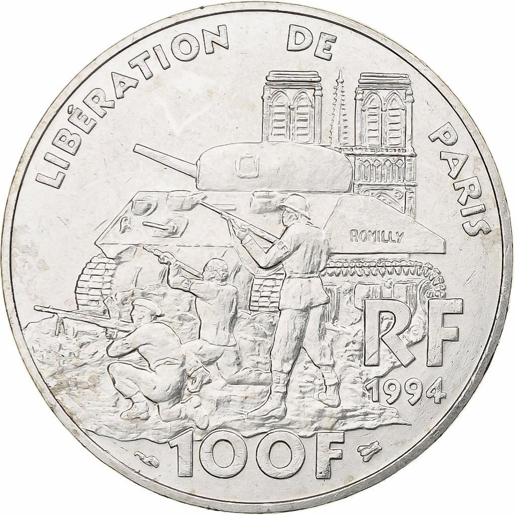 Francja, 100 Francs, Libération de Paris, 1994, MDP, Srebro, MS(60-62)