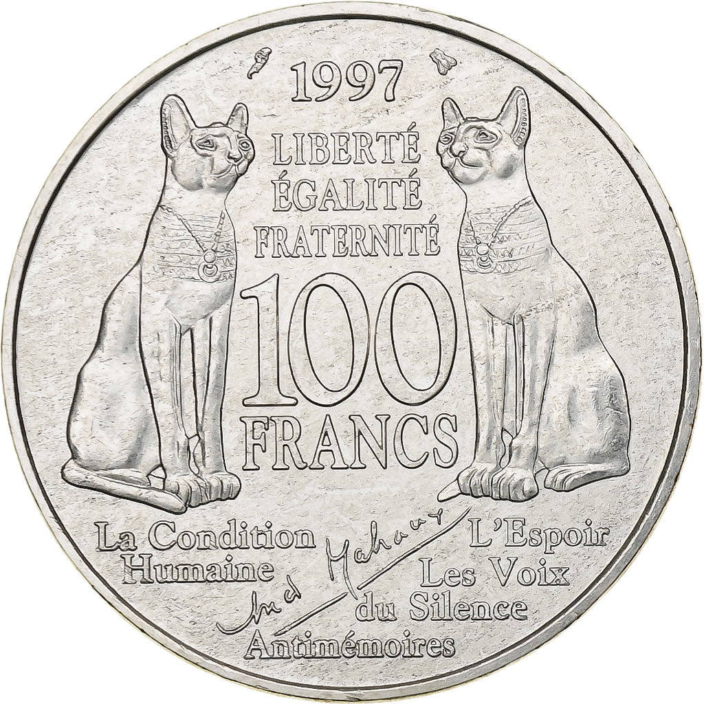 Frankreich, 100 Francs, André Malraux, 1997, MDP, Silber, UNZ, Gadoury:954
