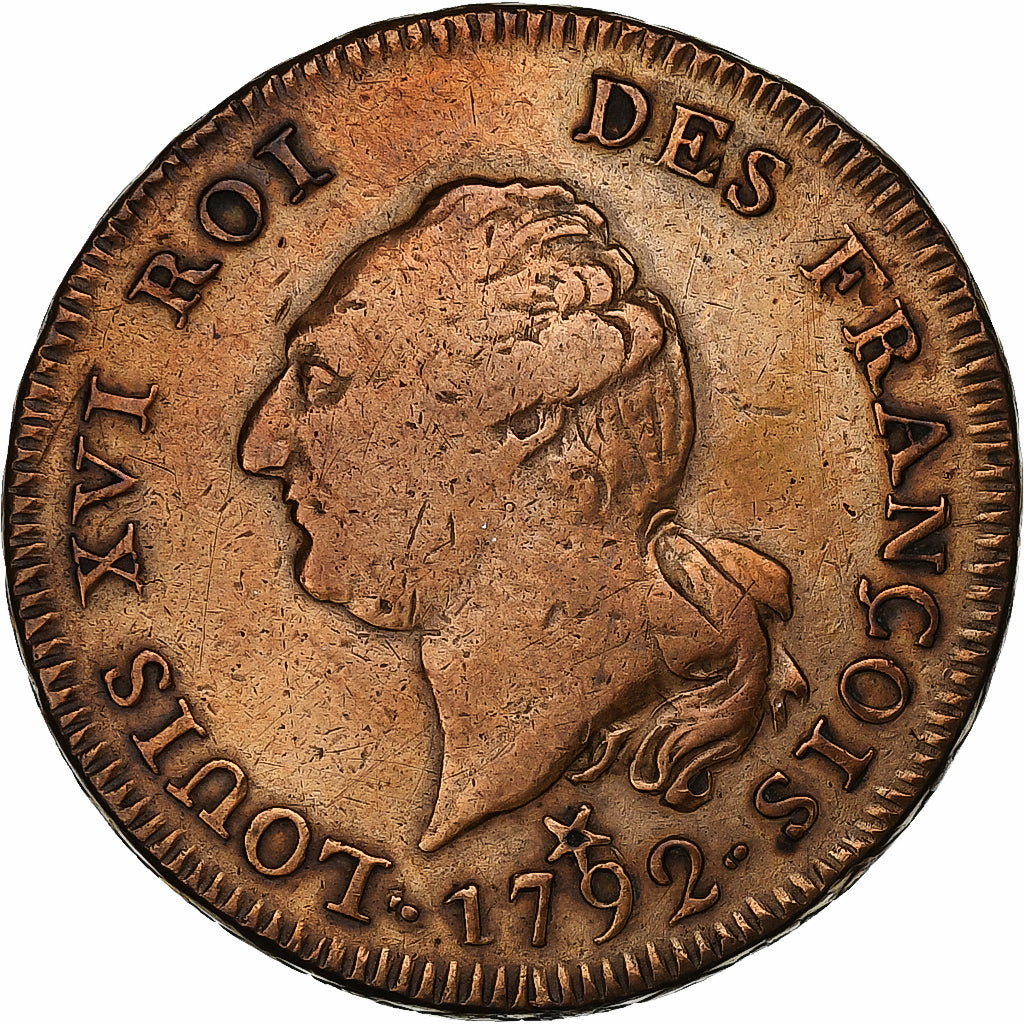 France, Louis XVI, 30 sols françois, 1792 / AN 4, Lille, Faux d'époque, Bronze