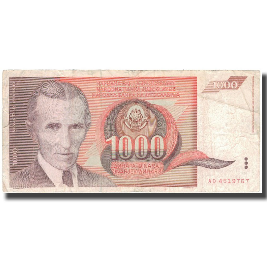 Banknote, Yugoslavia, 1000 Dinara, 1990, KM:107, VG(8-10)