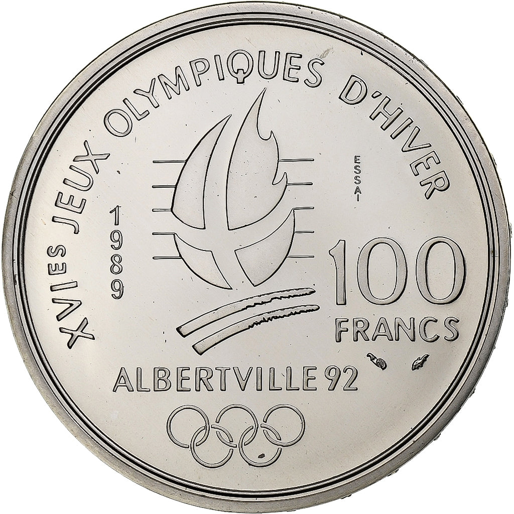 Frankrijk, 100 Francs, 1992 Olympics, Albertville, Figure skating, 1989, MDP