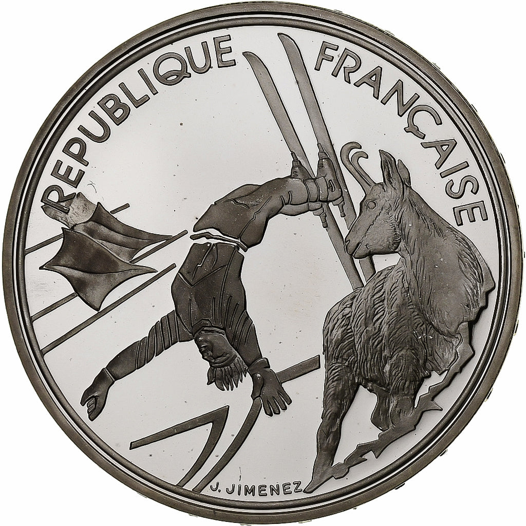 France, 100 Francs, 1992 Olympics, Albertville, Free-style Skiing, 1990, MDP