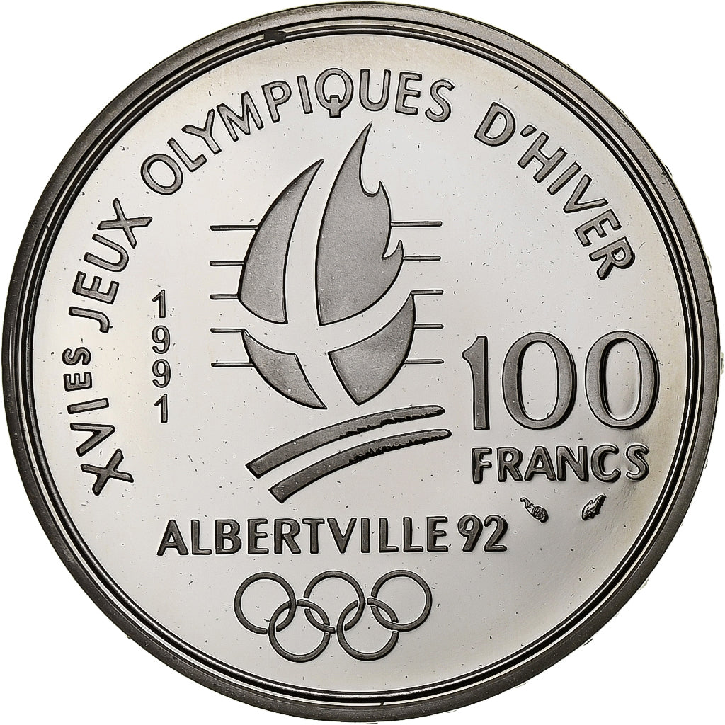 Francia, 100 Francs, 1992 Olympics, Albertville, Cross-country Skiing, 1991