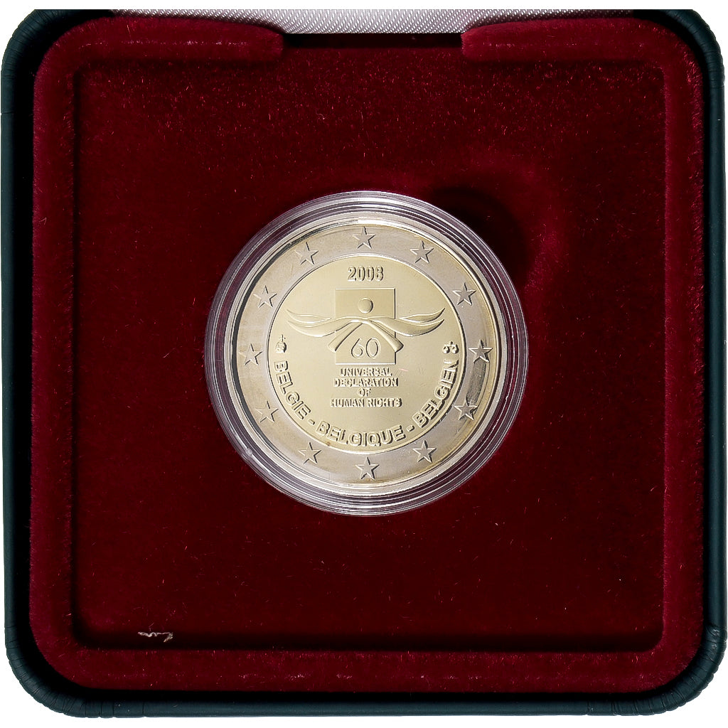 Belgium, 2 Euro, droits de l'homme, Proof, 2008, Brussels, Bi-Metallic