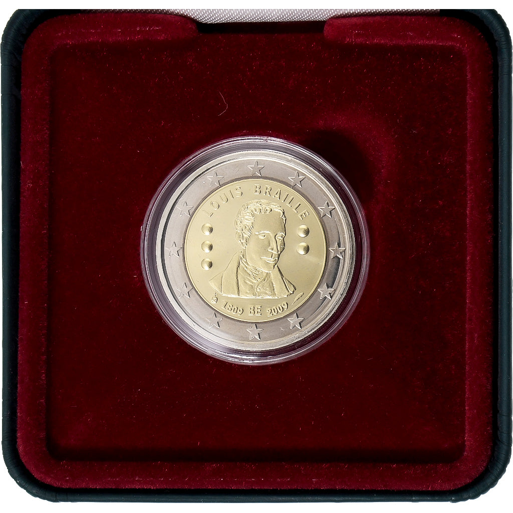 Belgique, 2 Euro, Louis Braille, BE, 2009, Bruxelles, Bimétallique, FDC