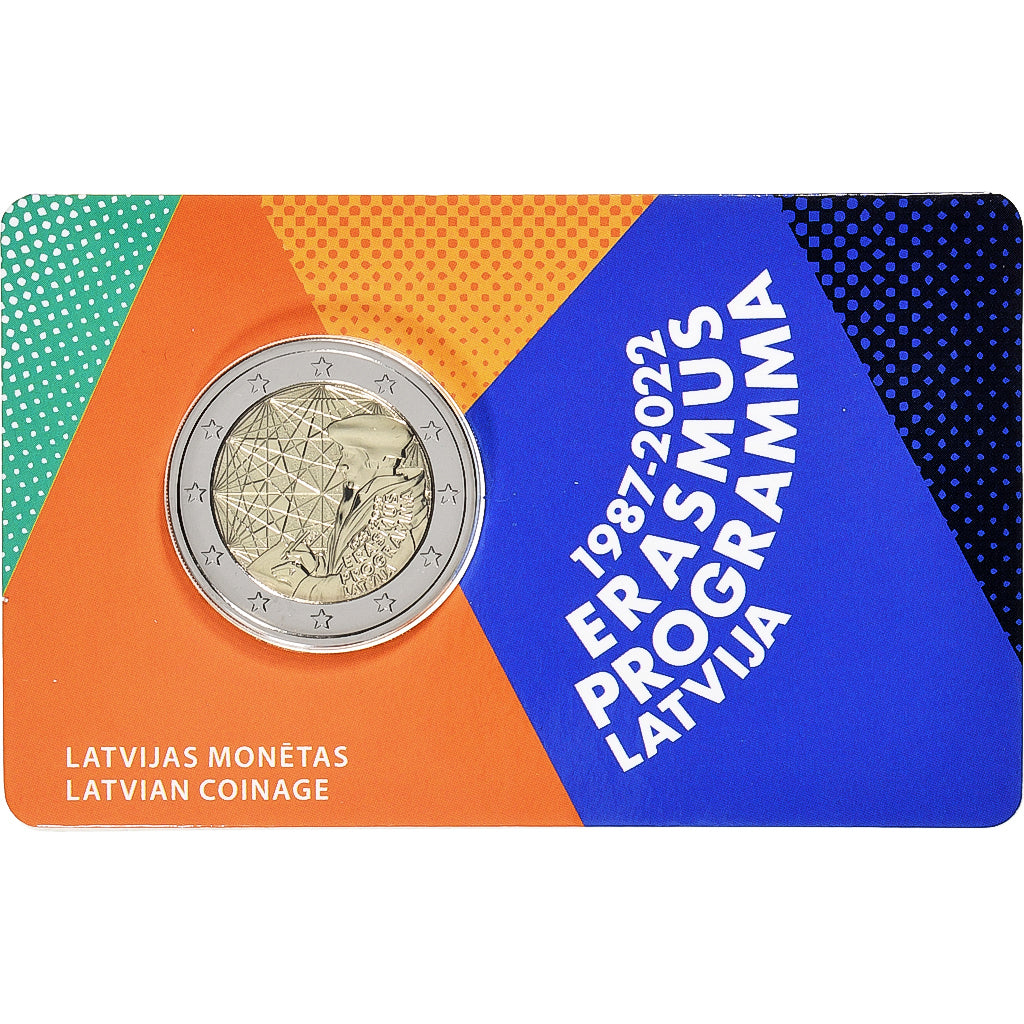 Lettonia, 2 Euro, Erasmus, BU, 2022, Riga, Bi-metallico, FDC