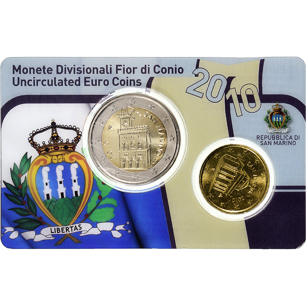 San Marino, 2€ + 10cts, Coin card.FDC, 2010, Rome, MS(65-70)
