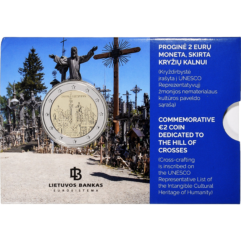 Lithouwen, 2 Euro, Hill of Crosses, Coin card, 2020, Vilnius, Bi-Metallic, FDC
