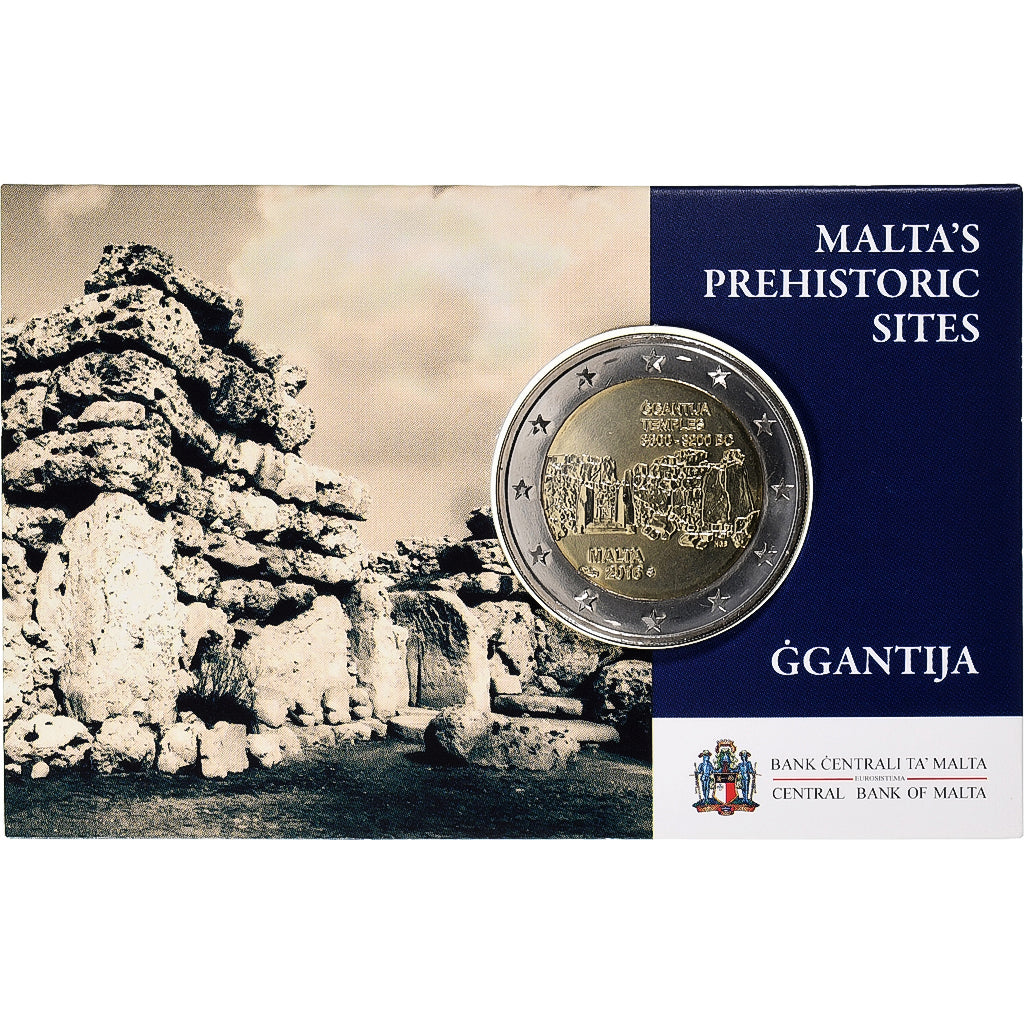 Malta, 2 Euro, Ġgantija Temples, Coin card, 2016, Bi-Metallic, MS(65-70)