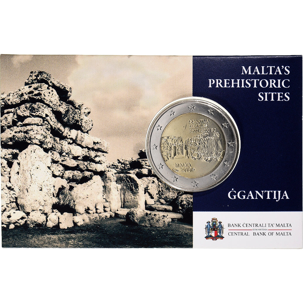Malta, 2 Euro, Ġgantija Temples, Coin card, 2016, Bi-metallico, FDC