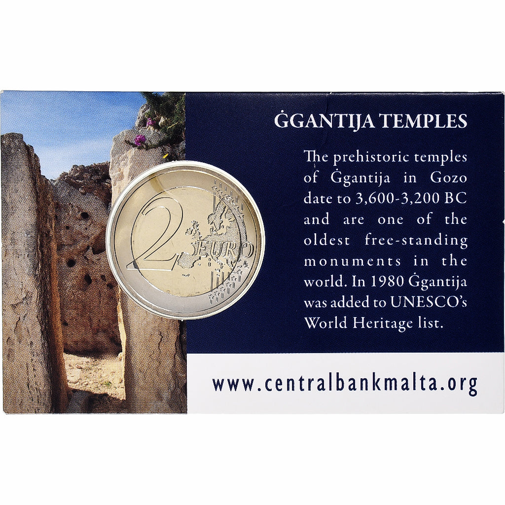 Malta, 2 Euro, Ġgantija Temples, Coin card, 2016, Bi-metallico, FDC