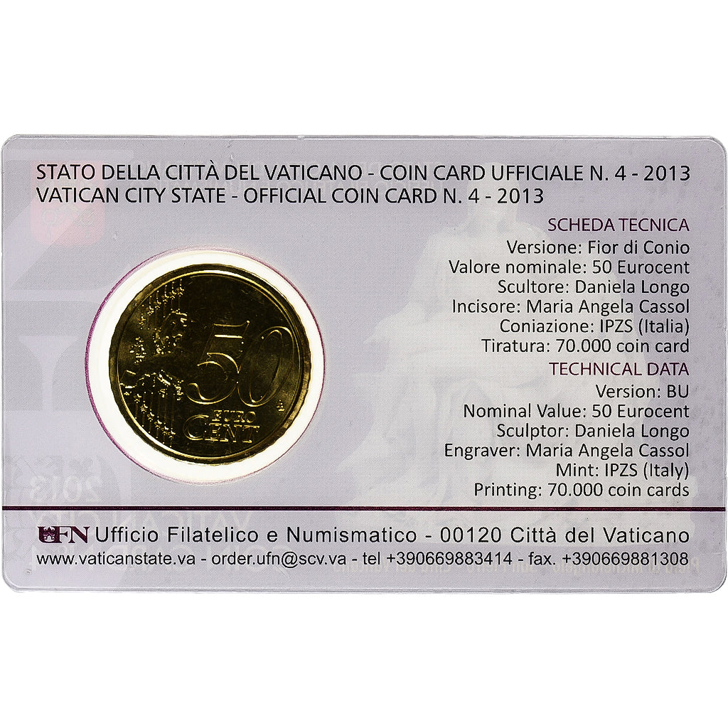 Vatican, Benedict XVI, 50 Euro Cent, Coin card n°4, 2013, Rome, Nordic gold