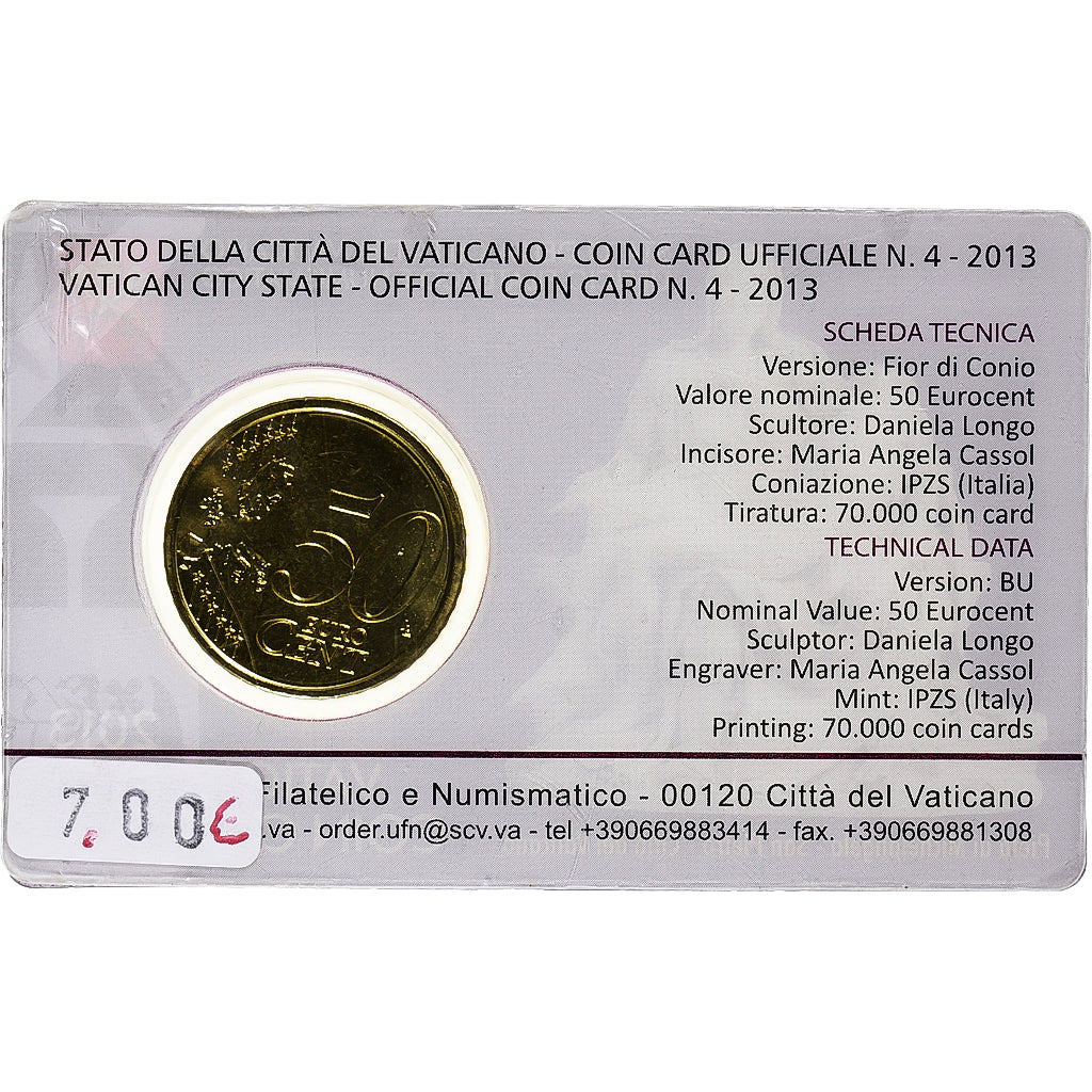 Vatican, Benedict XVI, 50 Euro Cent, Coin card n°4, 2013, Rome, Nordic gold
