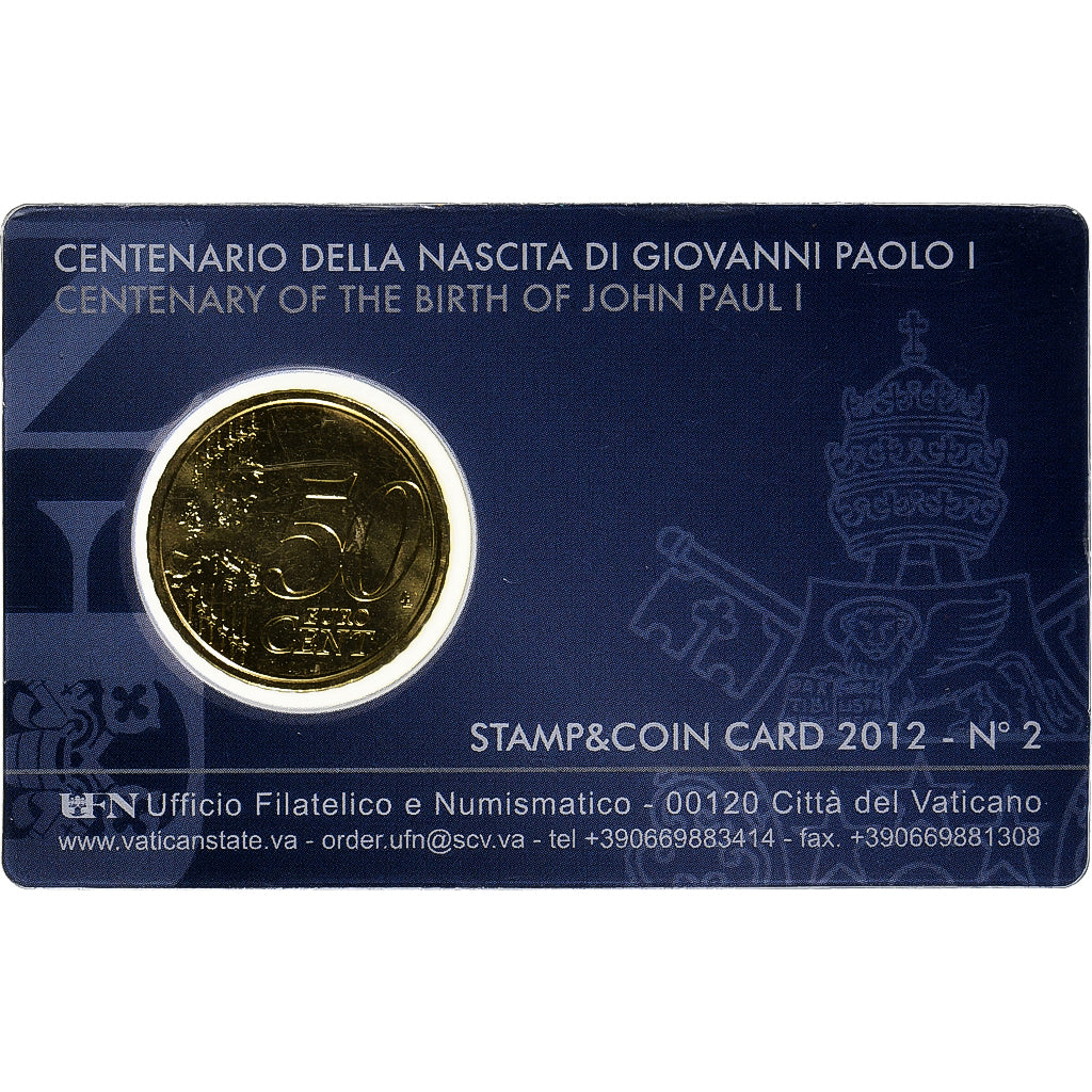 Vaticano, Benedict XVI, 50 Euro Cent, Stamp and coin card.n°2, 2012, Rome