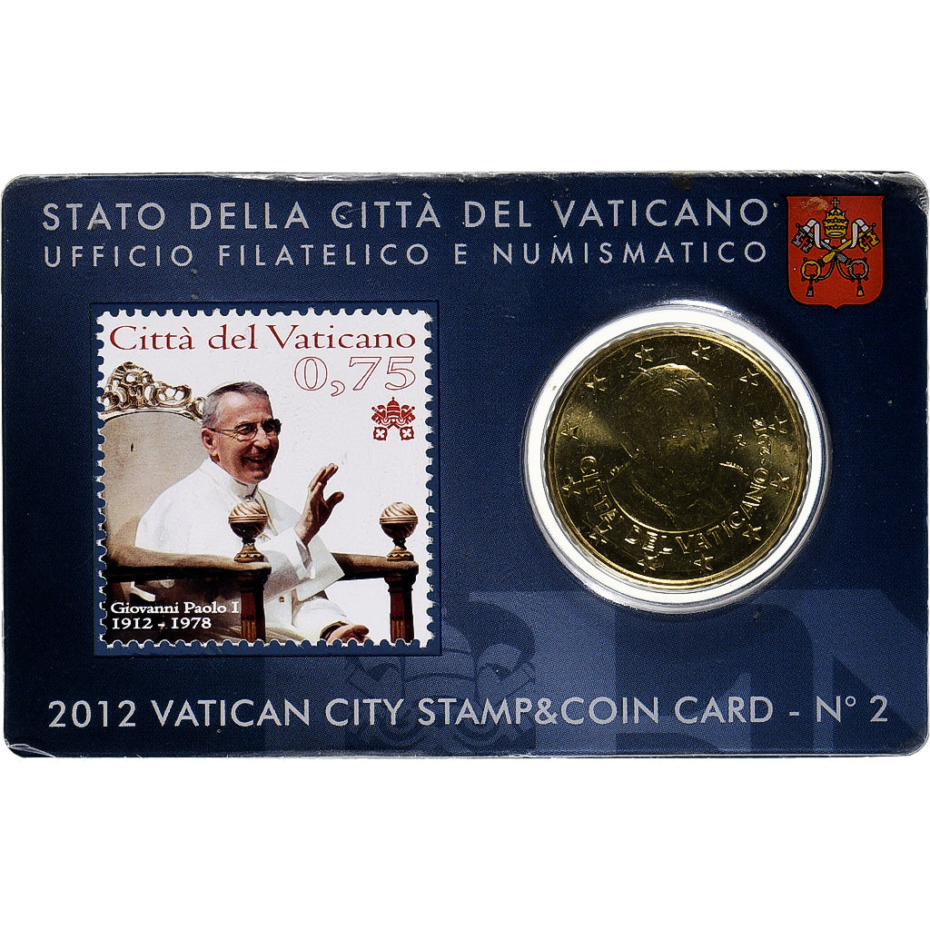 Vatican, Benedict XVI, 50 Euro Cent, Stamp and coin card.n°2, 2012, Rome