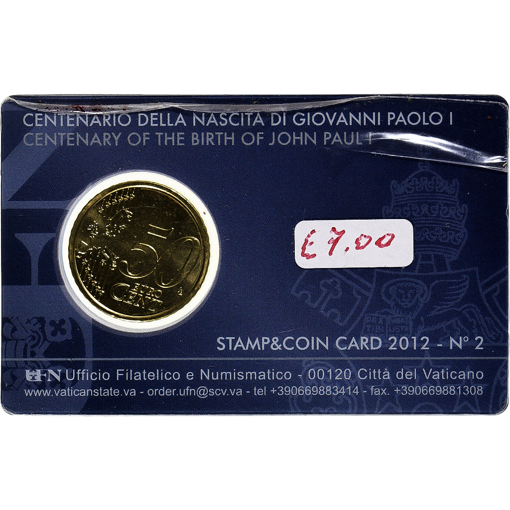 Vatican, Benedict XVI, 50 Euro Cent, Stamp and coin card.n°2, 2012, Rome
