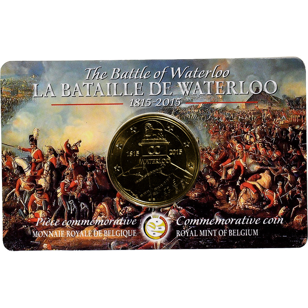 Belgium, 2-1/2 Euro, Bataille de Waterloo, Coin card, 2015, Brussels, Brass