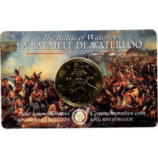 Belgium, 2-1/2 Euro, Bataille de Waterloo, Coin card, 2015, Brussels, Brass