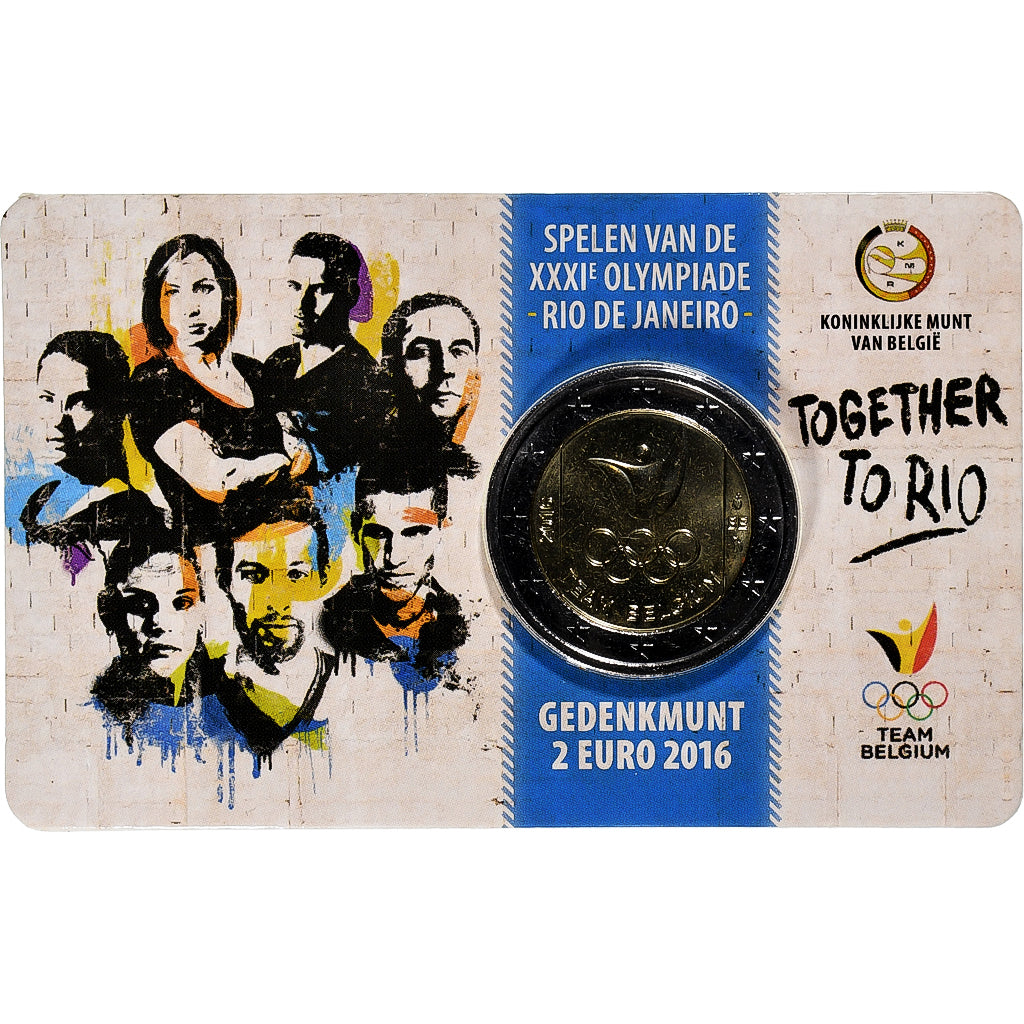 Bélgica, 2 Euro, Summer Olympics Rio de Janeiro, Coin card, 2016, Brussels
