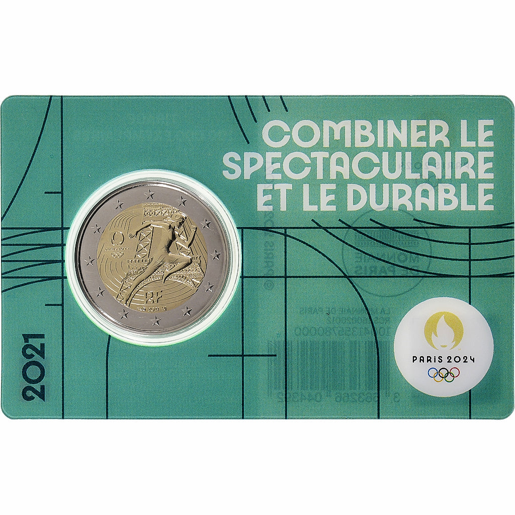 Frankrijk, 2 Euro, Olympic Games Paris 2024, Coin Card. BU, 2021, MDP
