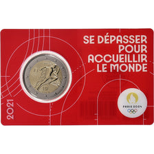 France, 2 Euro, Olympic Games Paris 2024, Coin Card. BU, 2021, MDP, Bi-Metallic