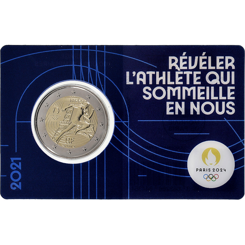 Frankrijk, 2 Euro, Olympic Games Paris 2024, Coin Card. BU, 2021, MDP