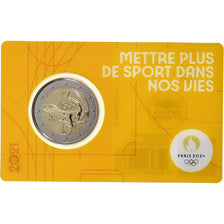 France, 2 Euro, Olympic Games Paris 2024, Coin Card. BU, 2021, MDP, Bi-Metallic