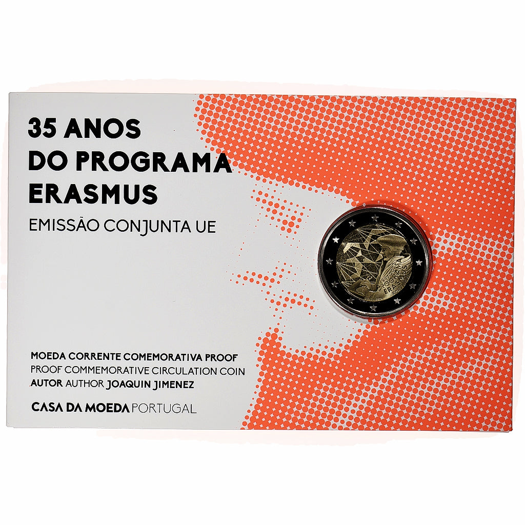 Portugal, 2 Euro, Erasmus, Coin card.Proof, 2022, Lisbon, Bi-Metallic, MS(65-70)