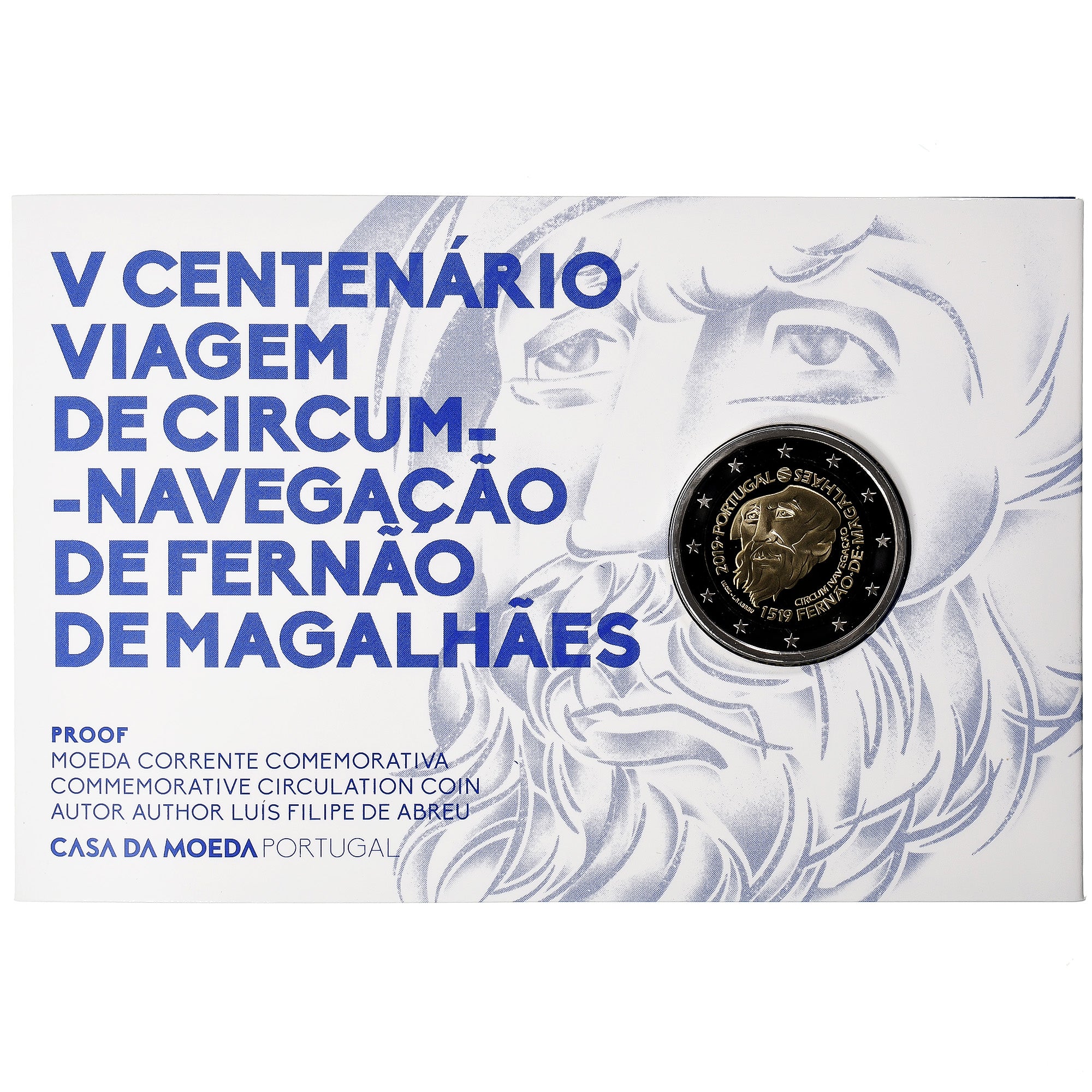 Portugal, 2 Euro, Fernand de Magellan, Coin card.Proof, 2019, Lisbon