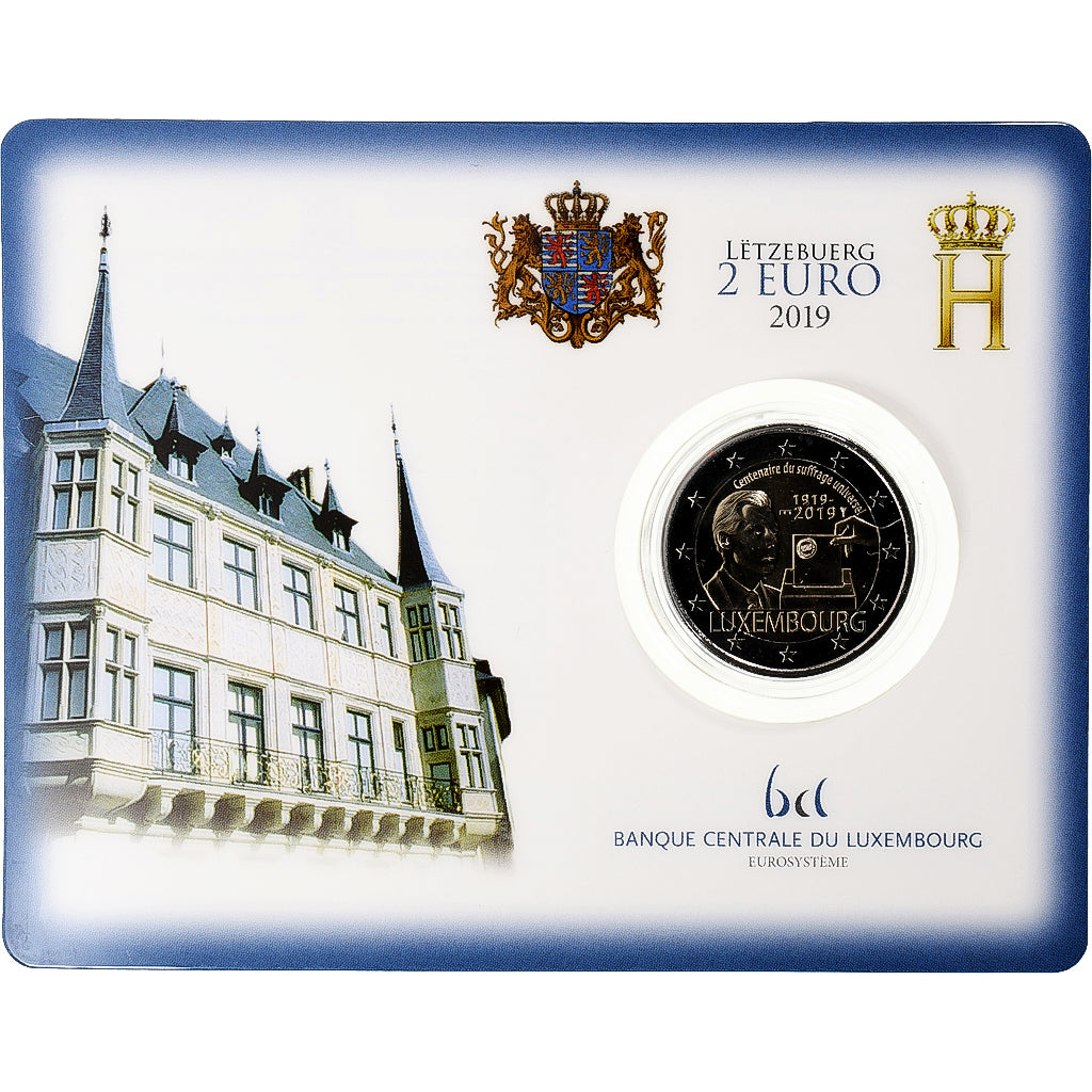 Luxemburg, 2 Euro, Centenaire du suffrage universel, Coin Card. BU, 2019