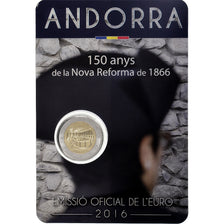 Andorra, 2 Euro, Réforme de 1866, Coin card, 2016, Bi-Metallic, MS(65-70)